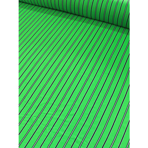 Tecido Viscose Listrado Verde Preto e Branco