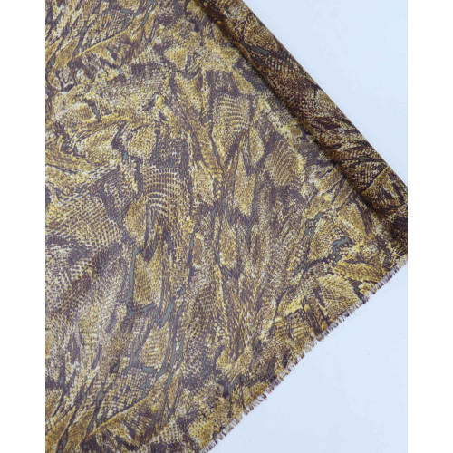 Tecido Crepe Chiffon Animal Print Marrom e Amarelo