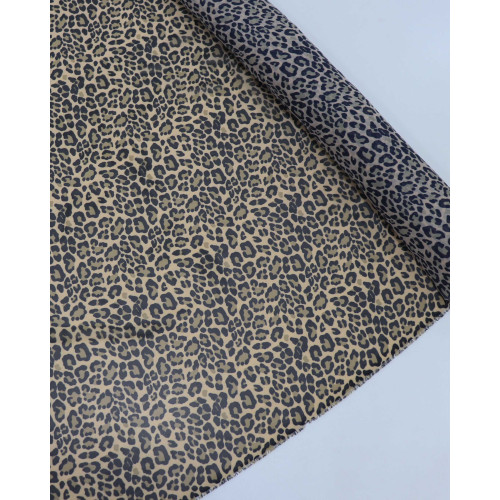Tecido Crepe Chiffon Animal Print Preto e Bege