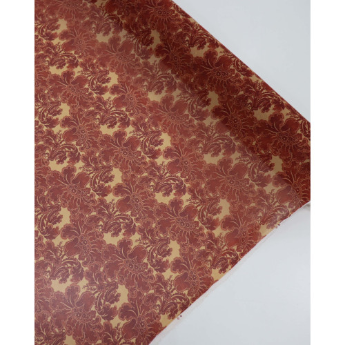 Tecido Crepe Chiffon Floral Retrô Marsala