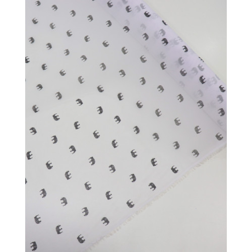 Tecido Crepe Chiffon Micro Elefantes Preto e Branco