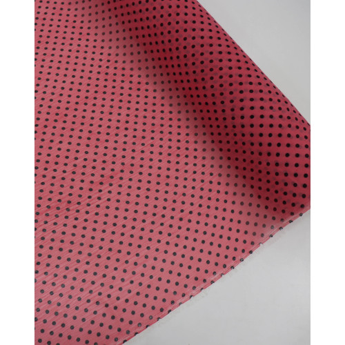 Tecido Crepe Chiffon Poá Preto e Rosa Chiclete