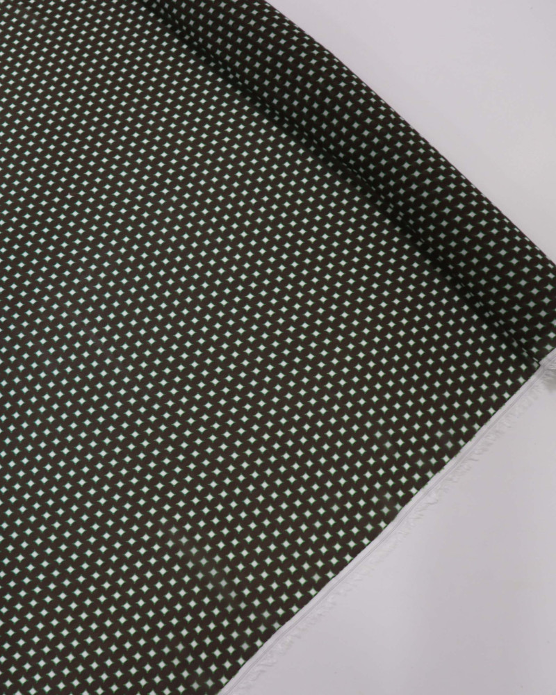 Tecido Crepe Chiffon Italiano Micro Geométricos Sobreposto Branco e Verde