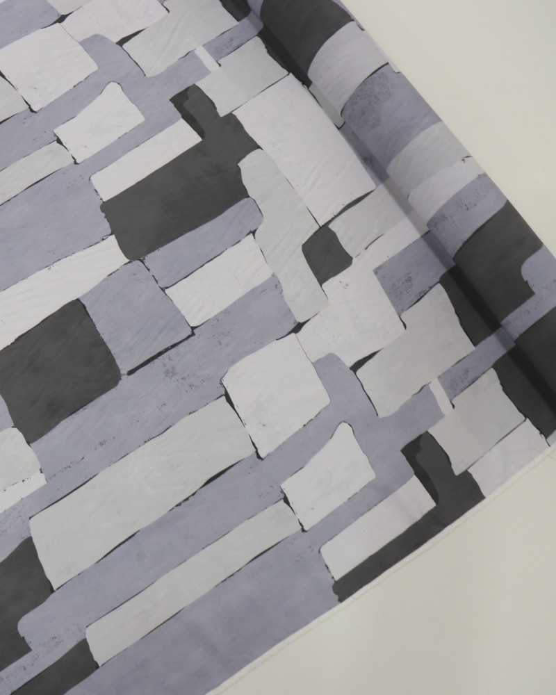 Tecido Viscose Italino Pintura Abstrata Tons de Cinza