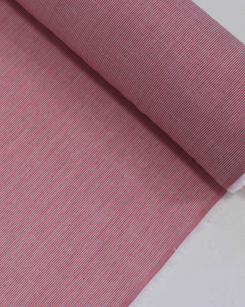 Tecido Cambraia Mista de Algodão Flamê Risca de Giz Vermelho