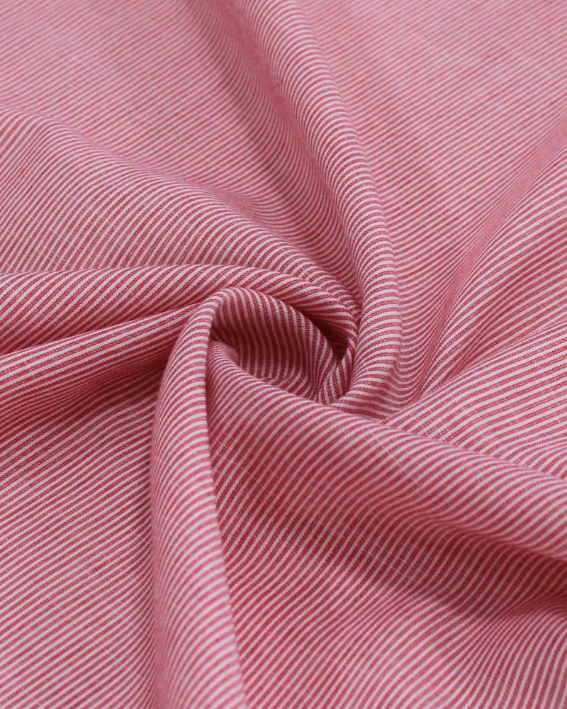 Tecido Cambraia Mista de Algodão Flamê Risca de Giz Vermelho