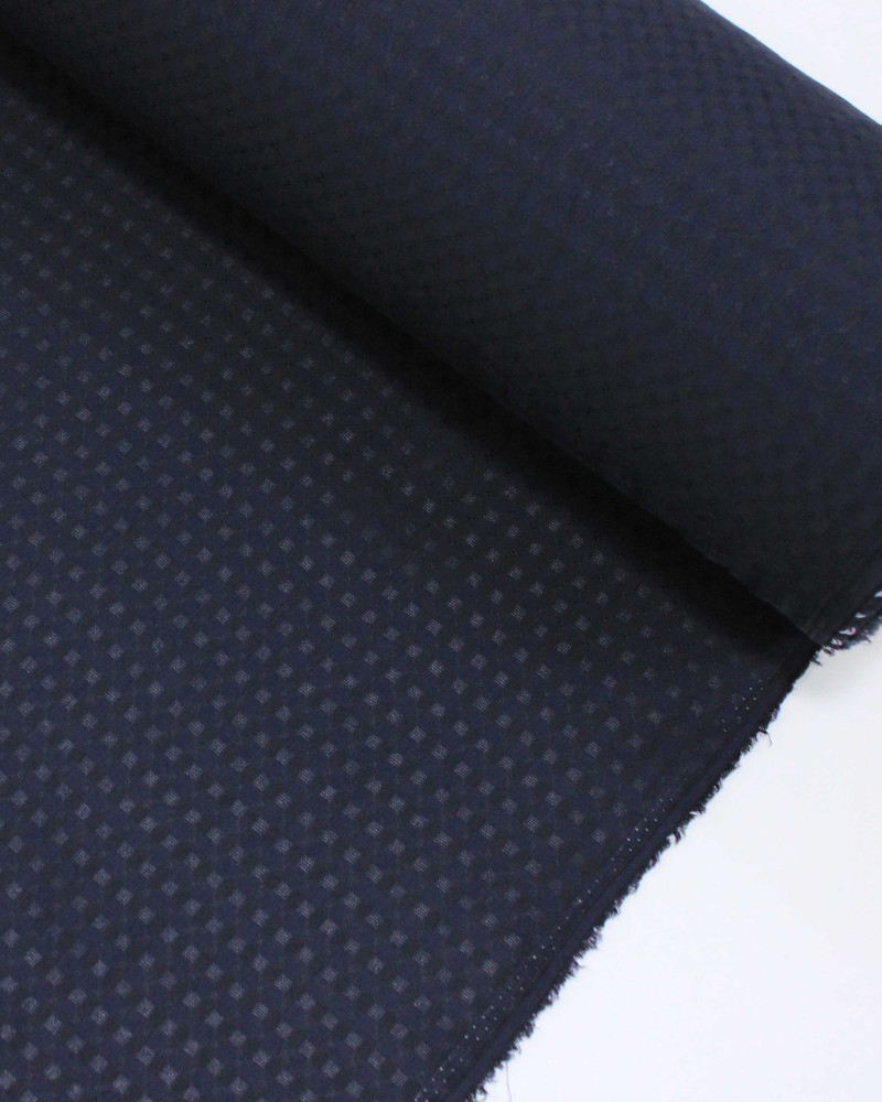 Tecido Viscose Mista Brocada Micro Quadriculada Preto