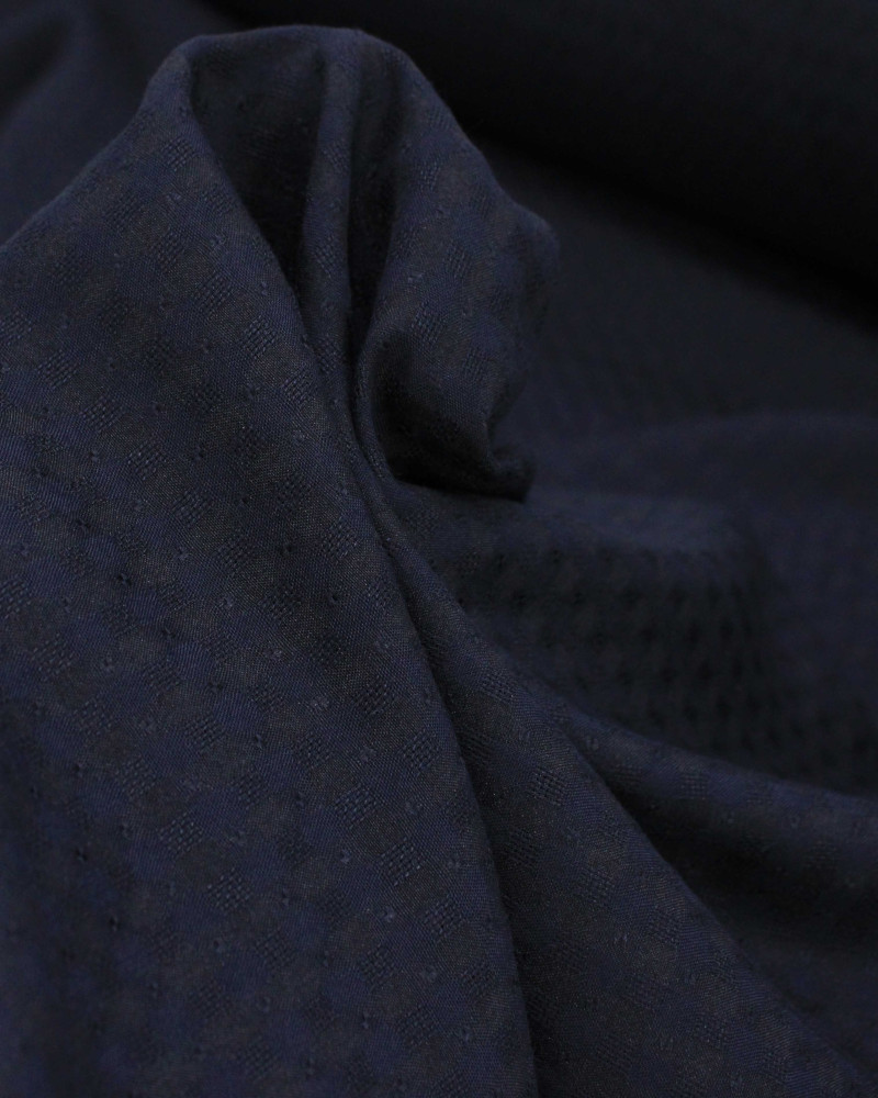 Tecido Viscose Mista Brocada Micro Quadriculada Preto