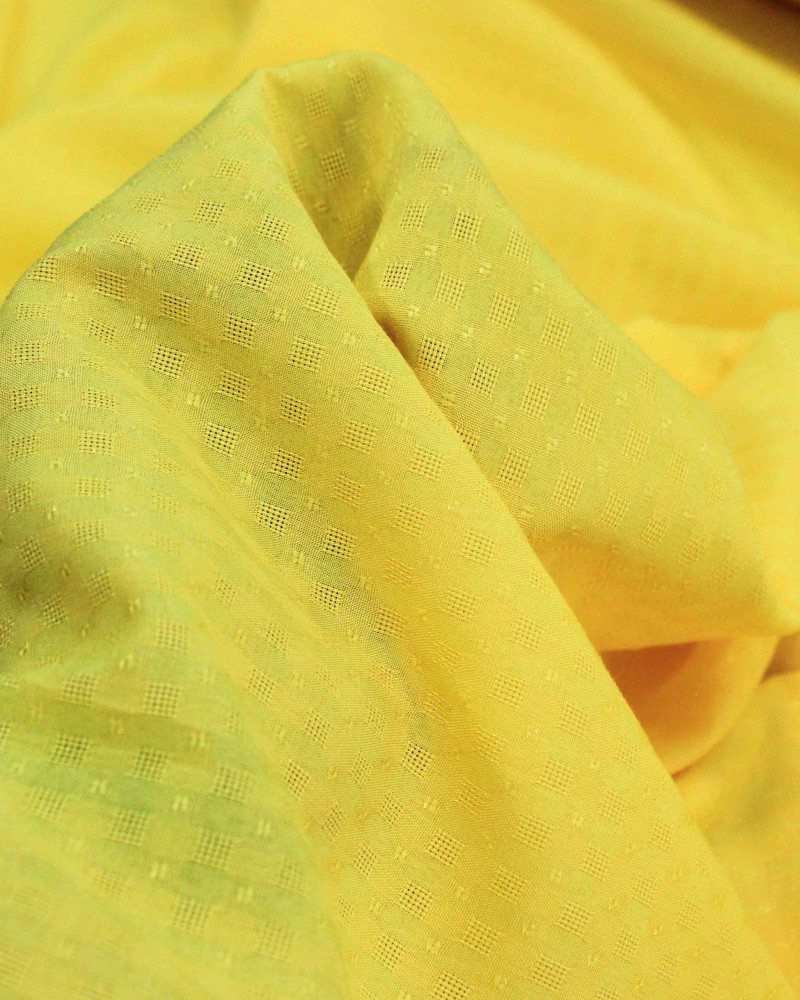 Tecido Viscose Mista Brocada Micro Quadriculada Amarelo
