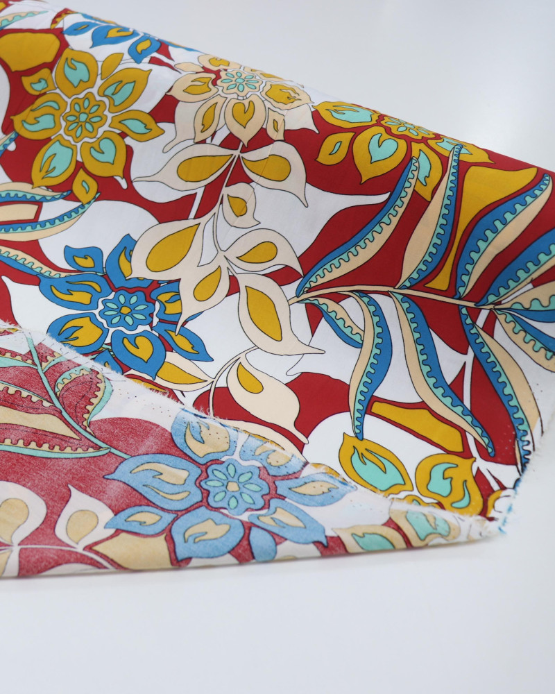 Tecido Viscose Boho Floral Tons Quentes