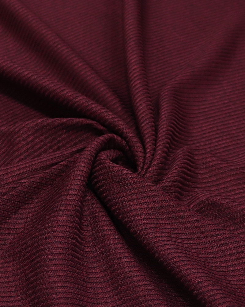 Tecido Malha Tricot Canelada Marsala Mescla