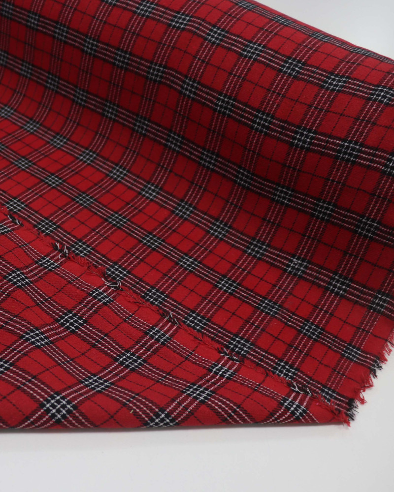 Tecido Flanela Mista Multi Quadriculado Branco, Preto e Vermelho