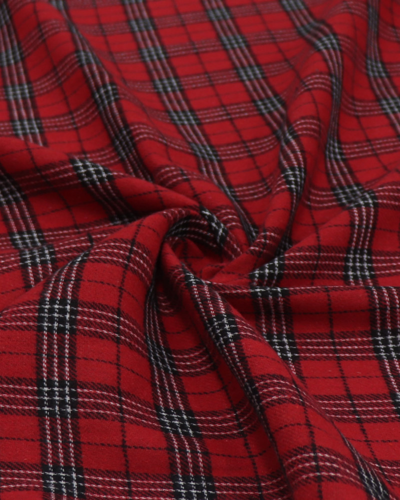 Tecido Flanela Mista Multi Quadriculado Branco, Preto e Vermelho