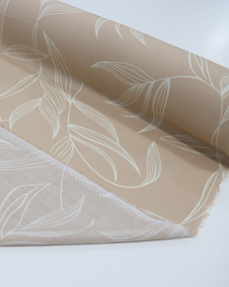 Tecido Viscose Ramos Delicados Creme e Bege