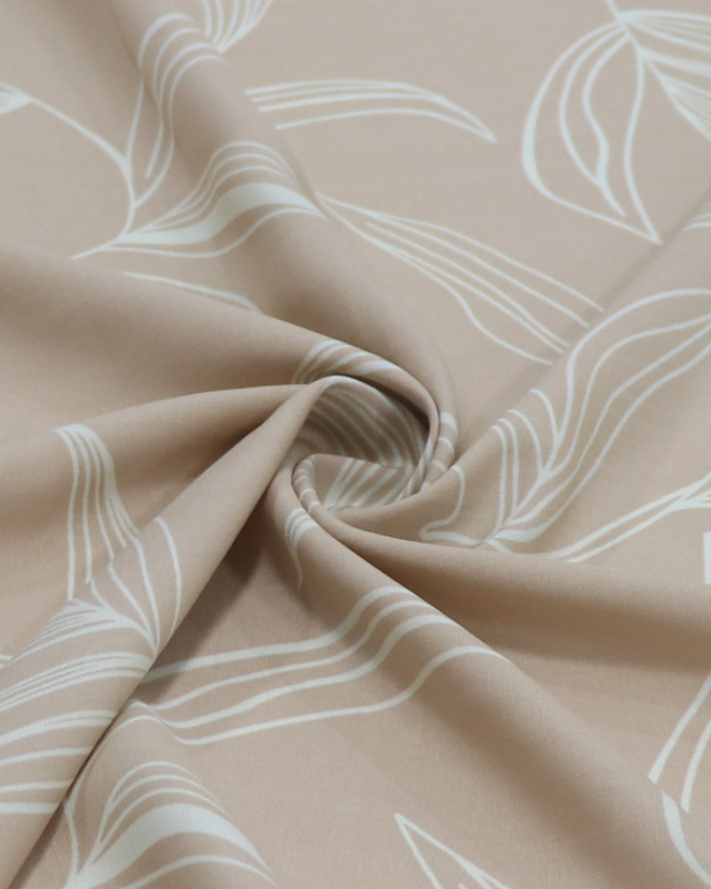 Tecido Viscose Ramos Delicados Creme e Bege