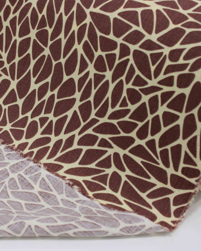 Tecido Viscose Texturizada Fragmentos Castanho e Creme