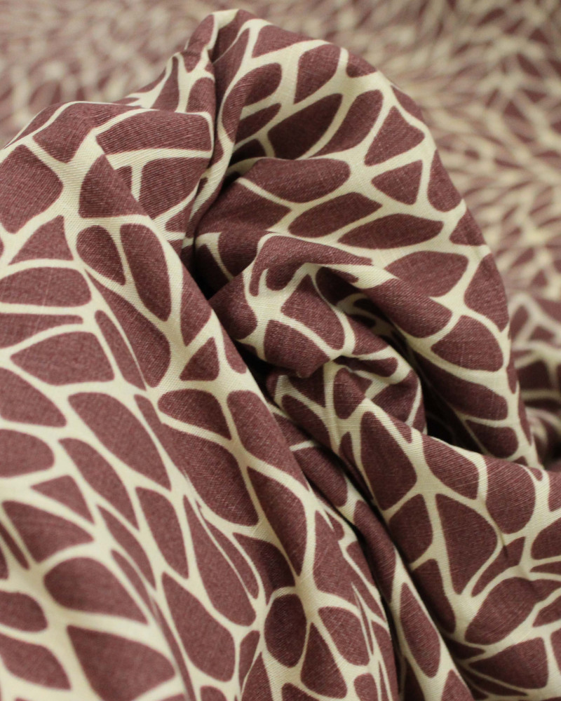 Tecido Viscose Texturizada Fragmentos Castanho e Creme