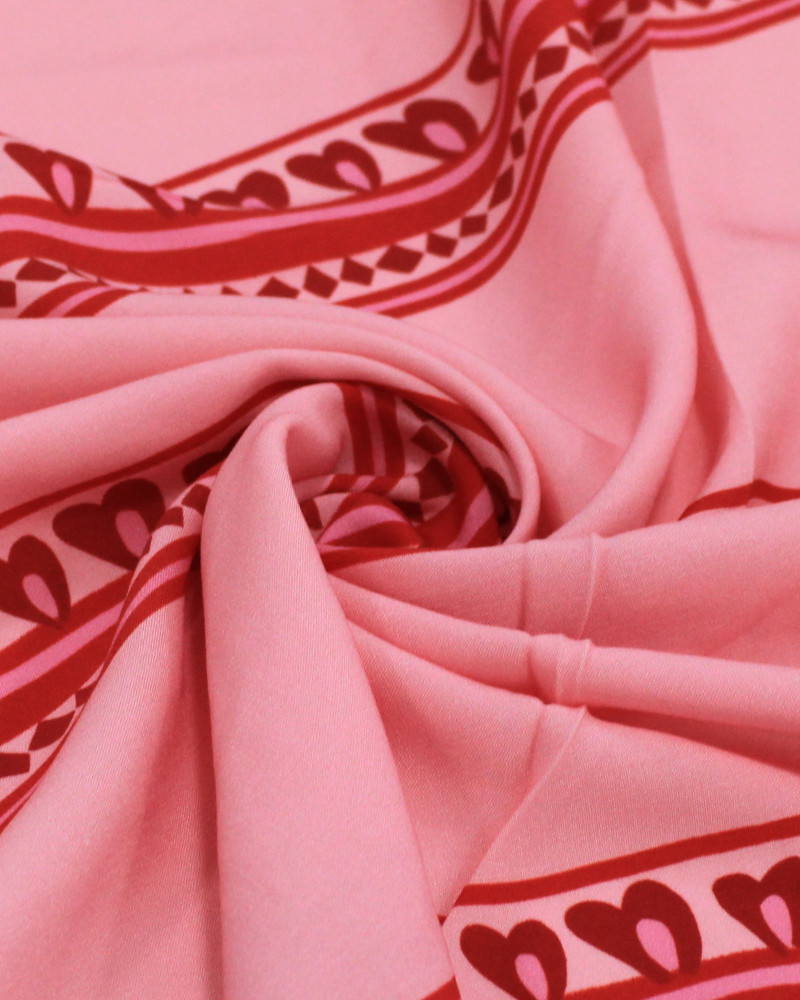 Tecido Viscose Premium Listras Estampadas Vermelho e Tons de Rosa