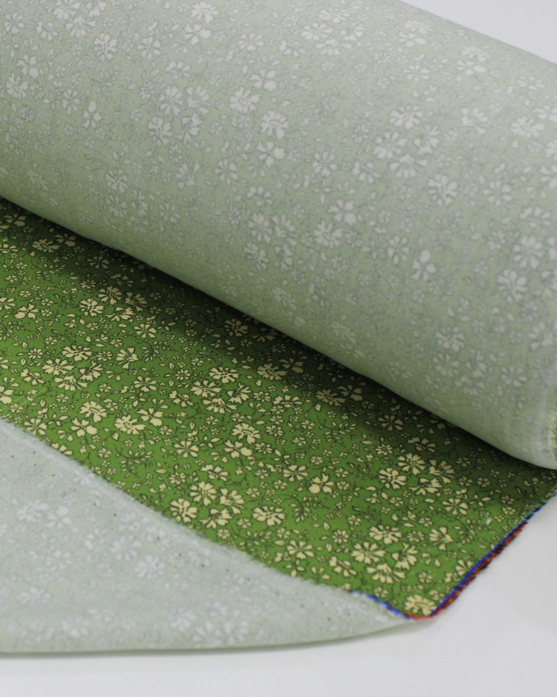 Tecido Viscose Premium Micro Ramos Florais Amarelo Requinte e Verde