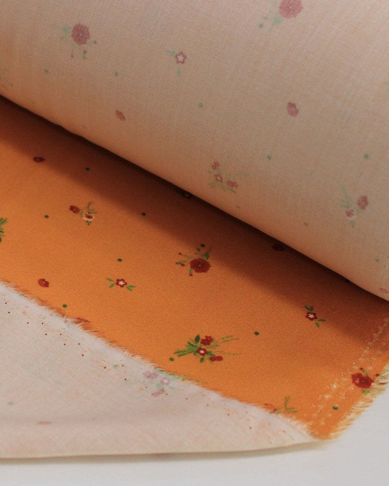 Tecido Viscose Premium Micro Ramos e Micro Poá Colorido e Laranja