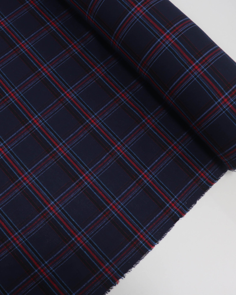 Tecido Flanela Mista Multi Quadriculado Vermelho, Preto e Tons de Azul