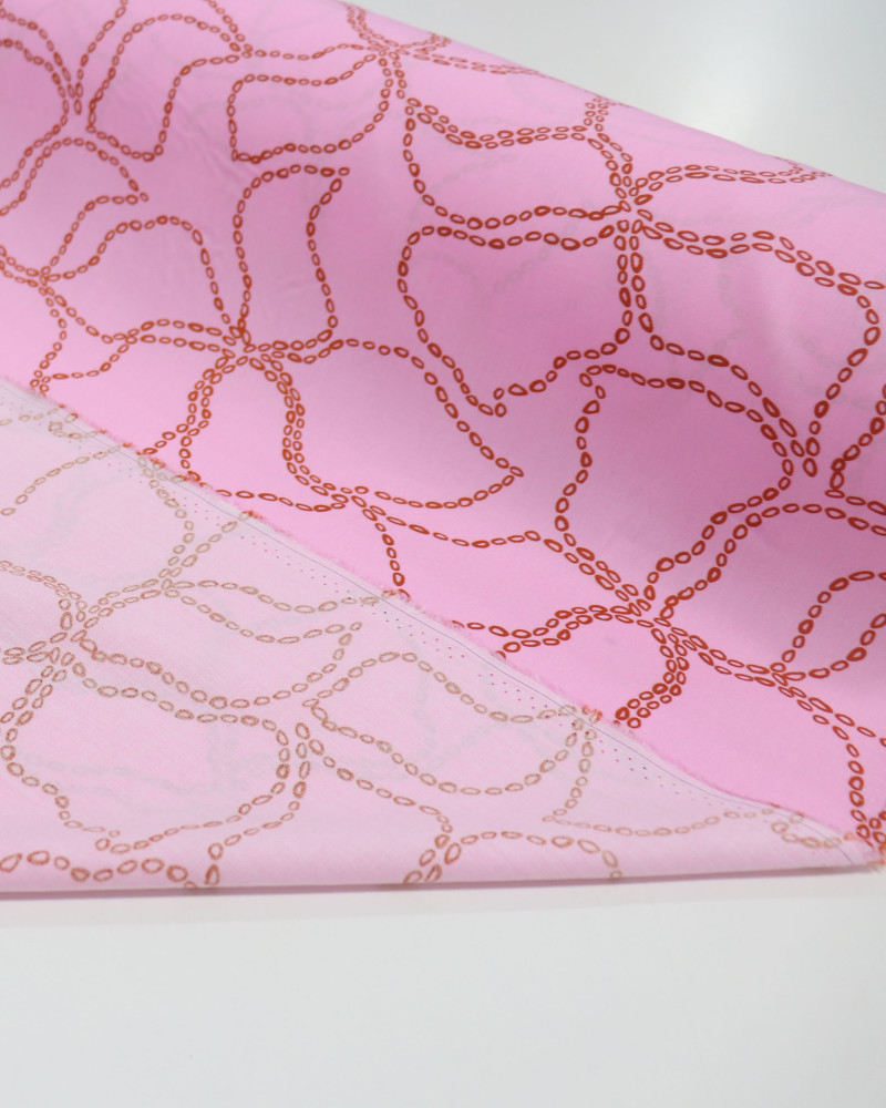 Tecido Viscose Tapete Floral Abstrato Vermelho e Rosa