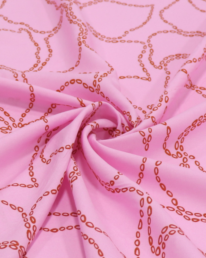 Tecido Viscose Tapete Floral Abstrato Vermelho e Rosa