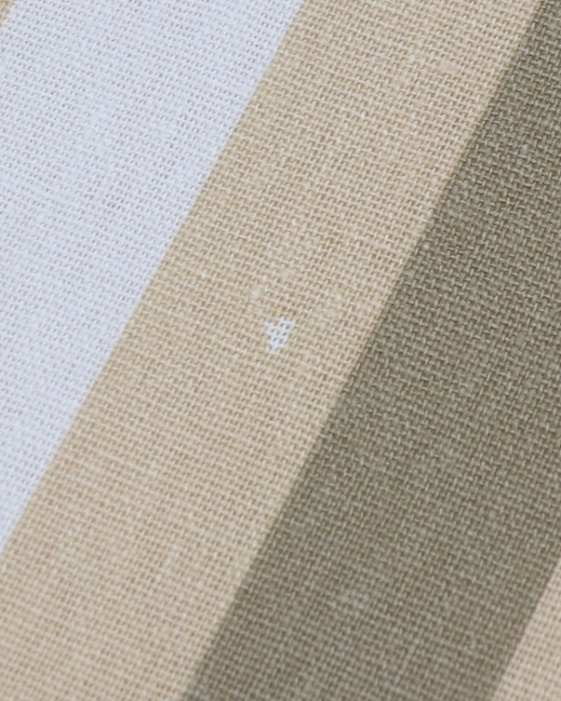 Tecido Linho Misto Estampado Listras Verde, Bege e Offwhite (COM DETALHES)