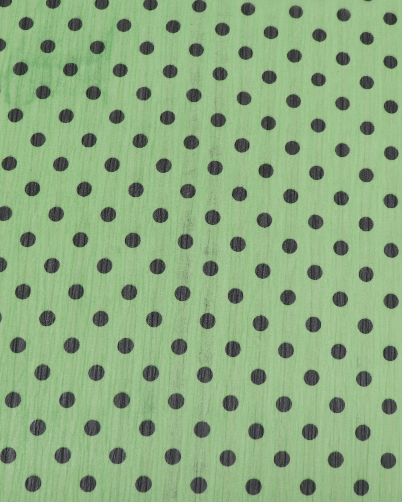 Tecido Crepe Chiffon Poá Preto e Verde (COM DETALHES)