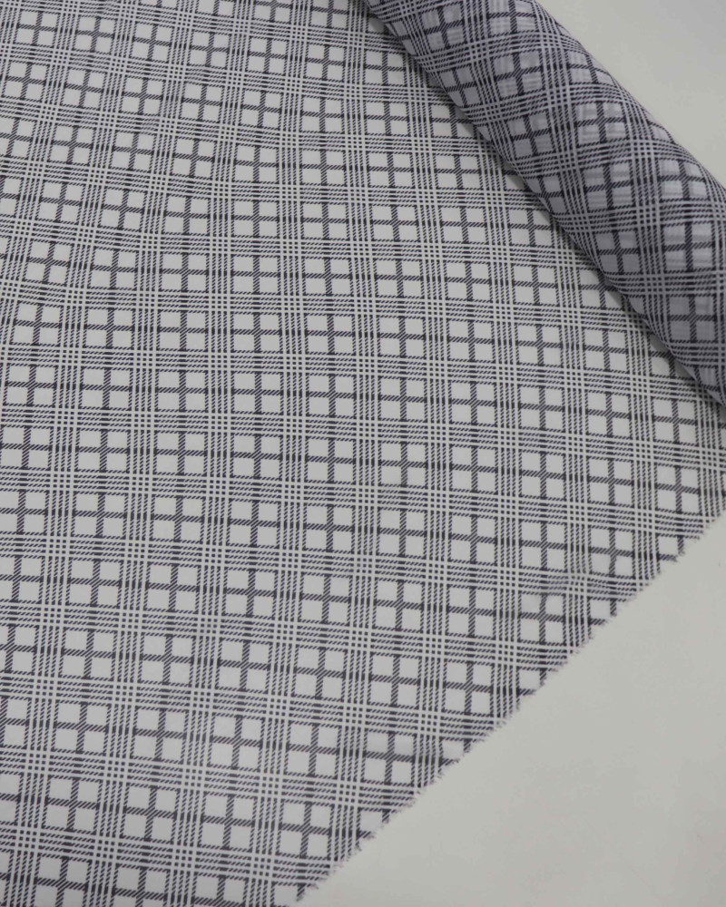 Tecido Crepe Chiffon Italiano Multi Quadriculado Diagonal P/B (COM DETALHES)