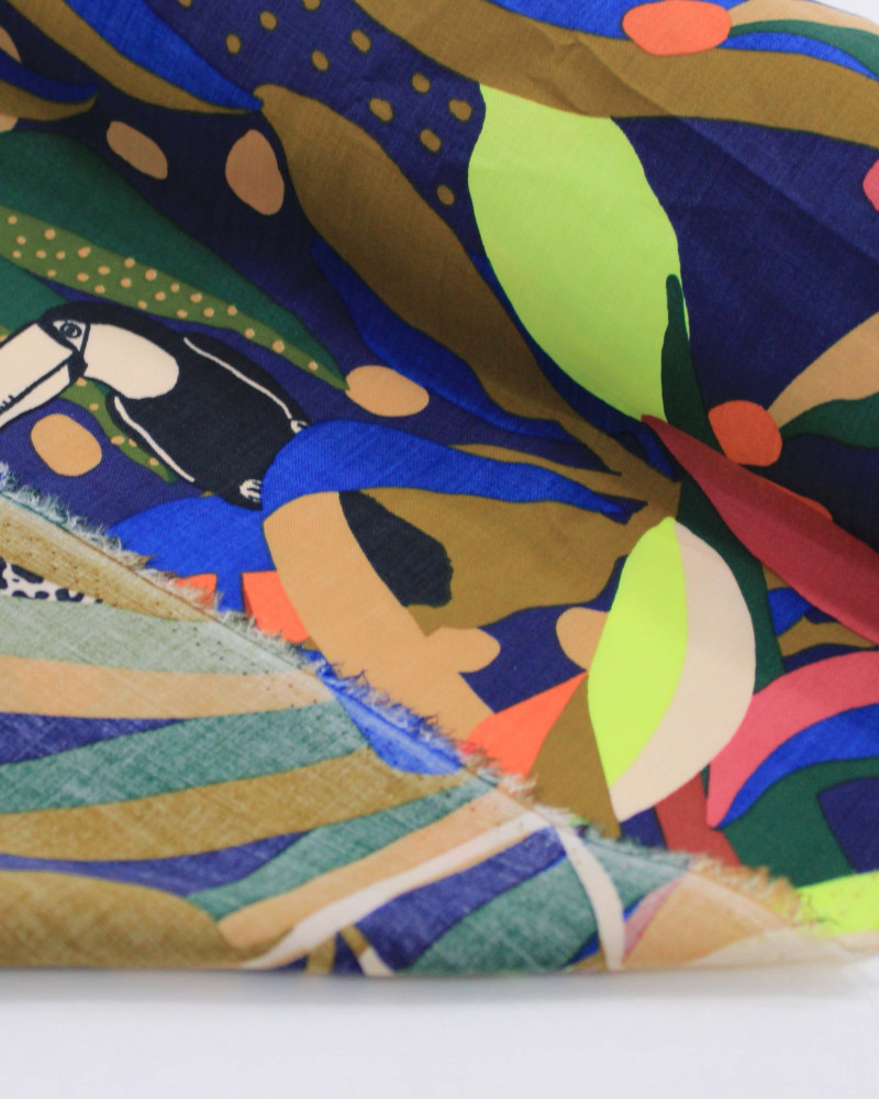 Tecido Tricoline Premium Onças e Tucanos Colorido