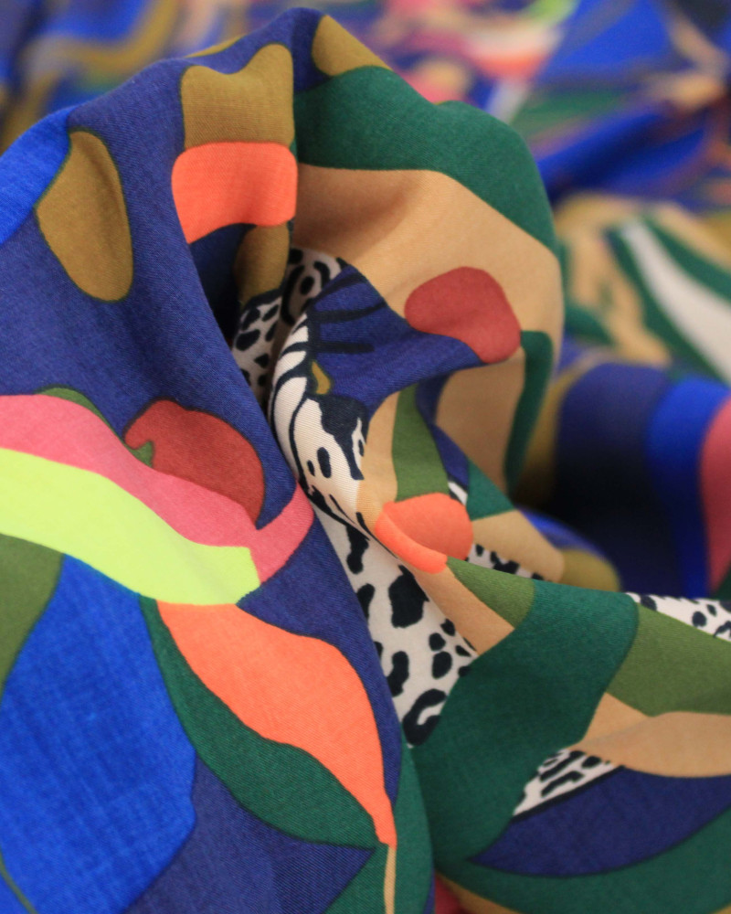 Tecido Tricoline Premium Onças e Tucanos Colorido