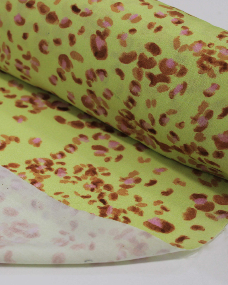 Tecido Viscose Premium Pétalas Abstratas Rosa, Argila e Pistache