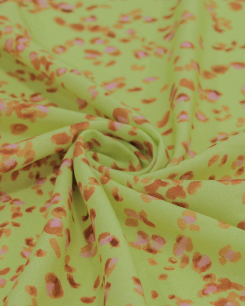 Tecido Viscose Premium Pétalas Abstratas Rosa, Argila e Pistache