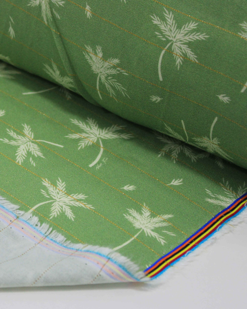 Tecido Viscose Premium Ramos Creme e Verde Menta