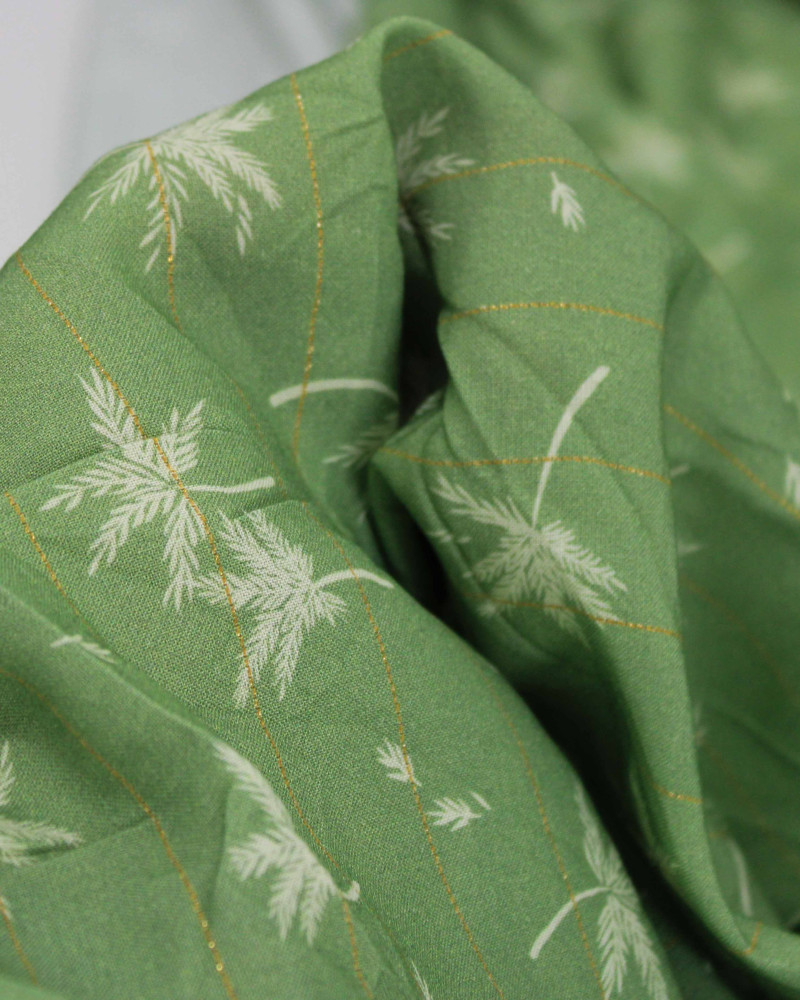 Tecido Viscose Premium Ramos Creme e Verde Menta