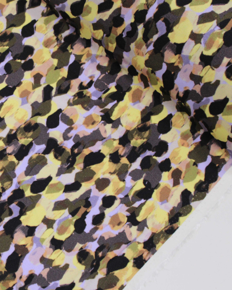 Tecido Viscose Mista Premium Pingos Abstratos Sobrepostos Colorido