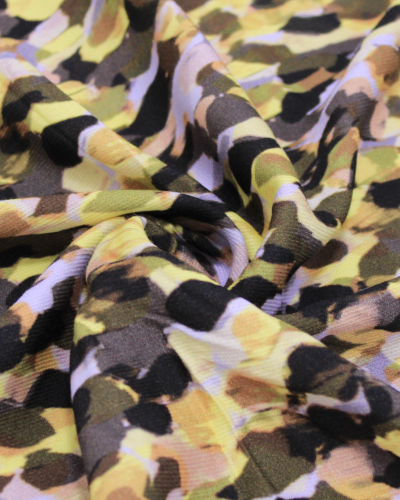 Tecido Viscose Mista Premium Pingos Abstratos Sobrepostos Colorido