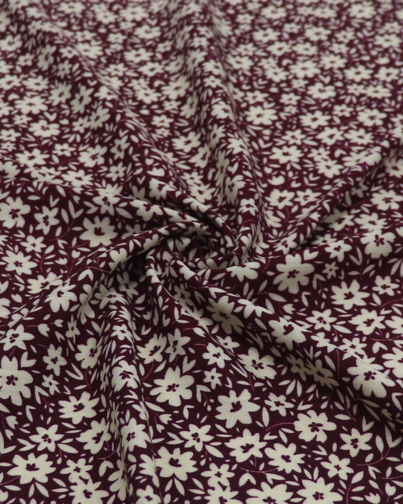 Tecido Viscose Texturizada Liberty Vanila e Vinho