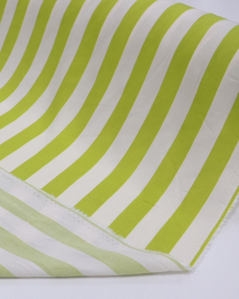 Tecido Viscose Listras Creme e Verde Oliva