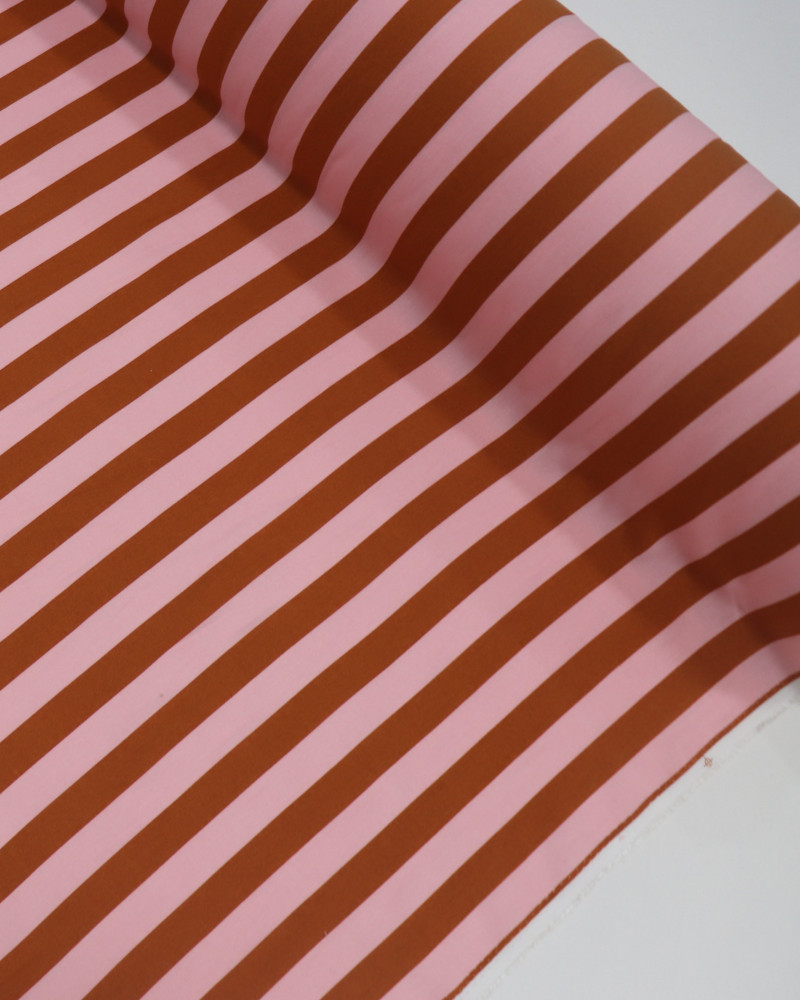 Tecido Viscose Listras Rosa e Marrom