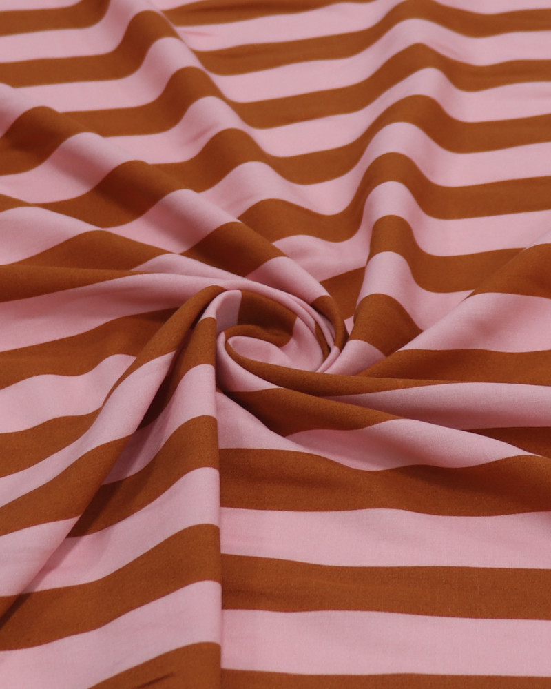 Tecido Viscose Listras Rosa e Marrom