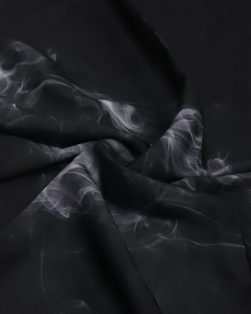 Tecido Crepe Silk Italiano Estampa Lenço Pintura Fumaça Abstrata 