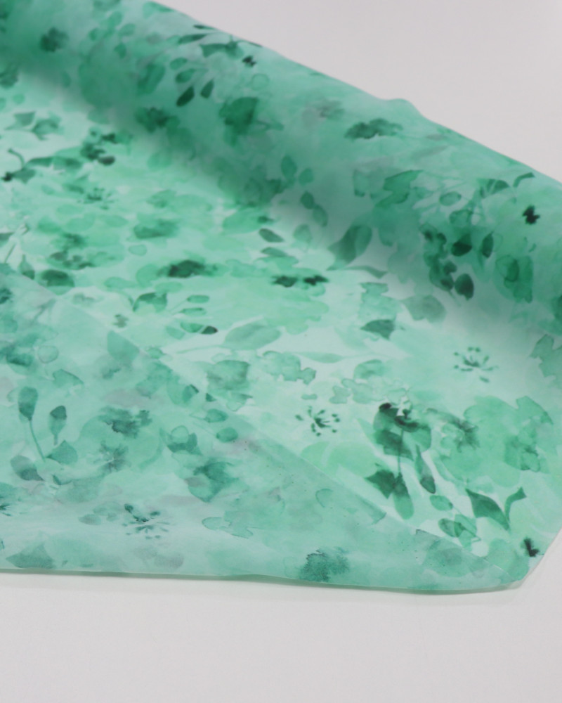Tecido Crepe Chiffon Italiano Estampa Abstrata Tons de Verde