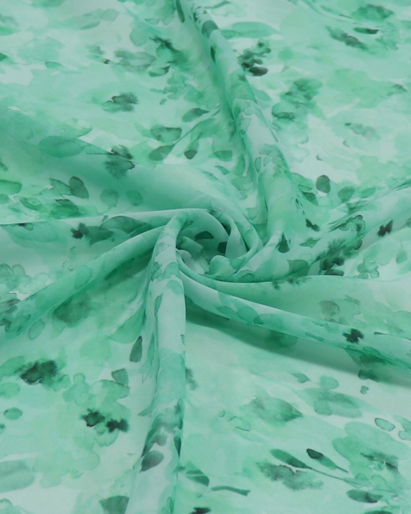 Tecido Crepe Chiffon Italiano Estampa Abstrata Tons de Verde