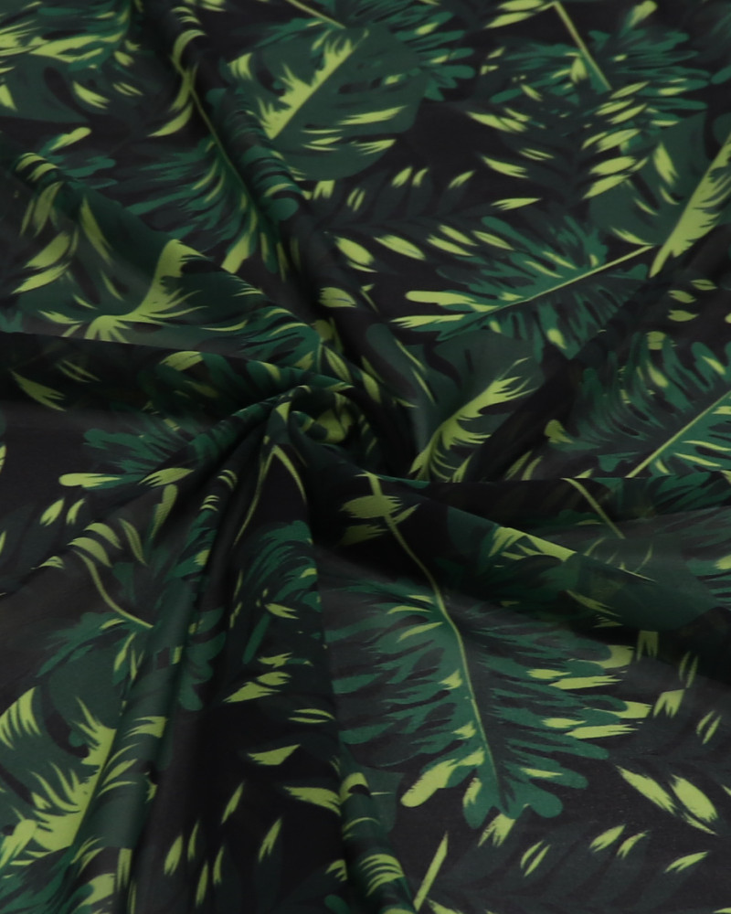 Tecido Crepe Chiffon Italiano Costela de Adão Tons de Verde e Preto (0.5m)