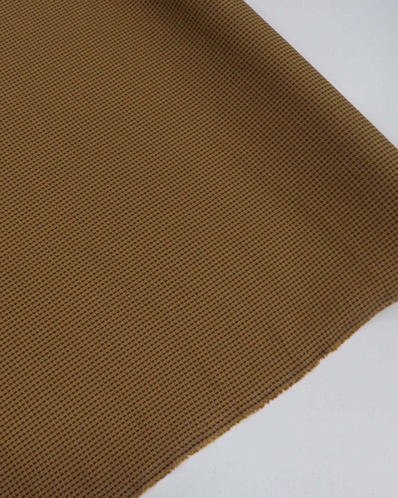 Tecido Crepe de Viscose Italiano Micro Geométricos Preto, Marrom e Caramelo