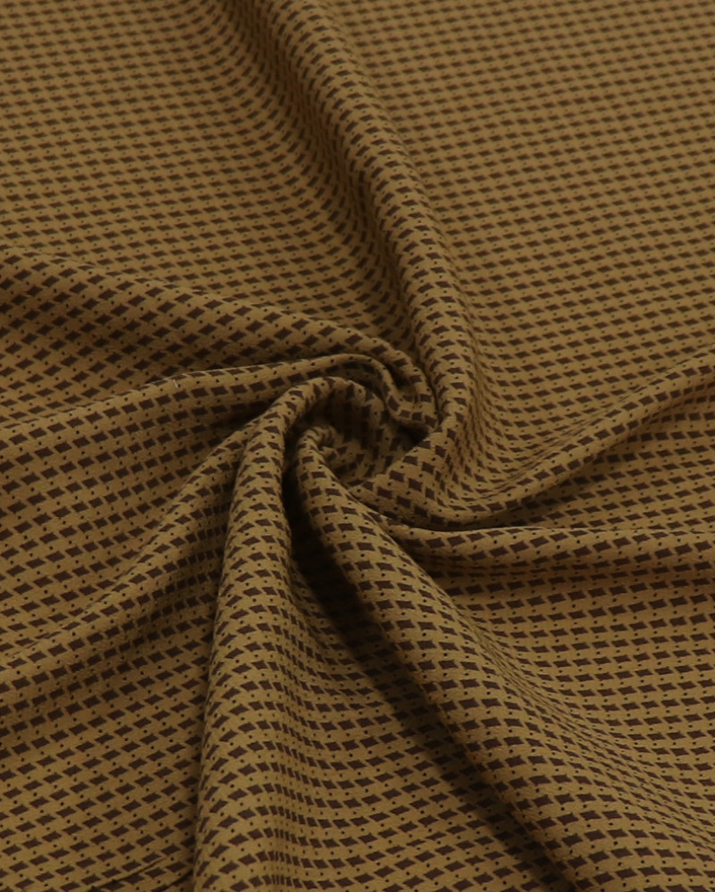 Tecido Crepe de Viscose Italiano Micro Geométricos Preto, Marrom e Caramelo