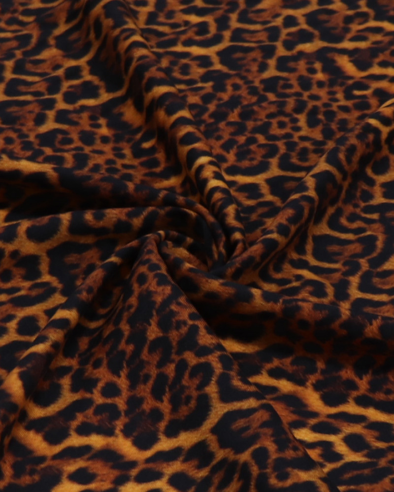 Tecido Viscose Sarjada Italiano Aniamal Print Clássico