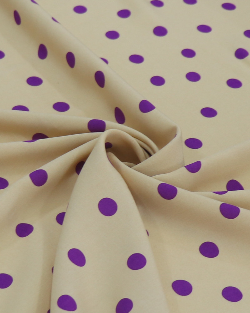 Tecido Viscose Poá Roxo e Bege Claro